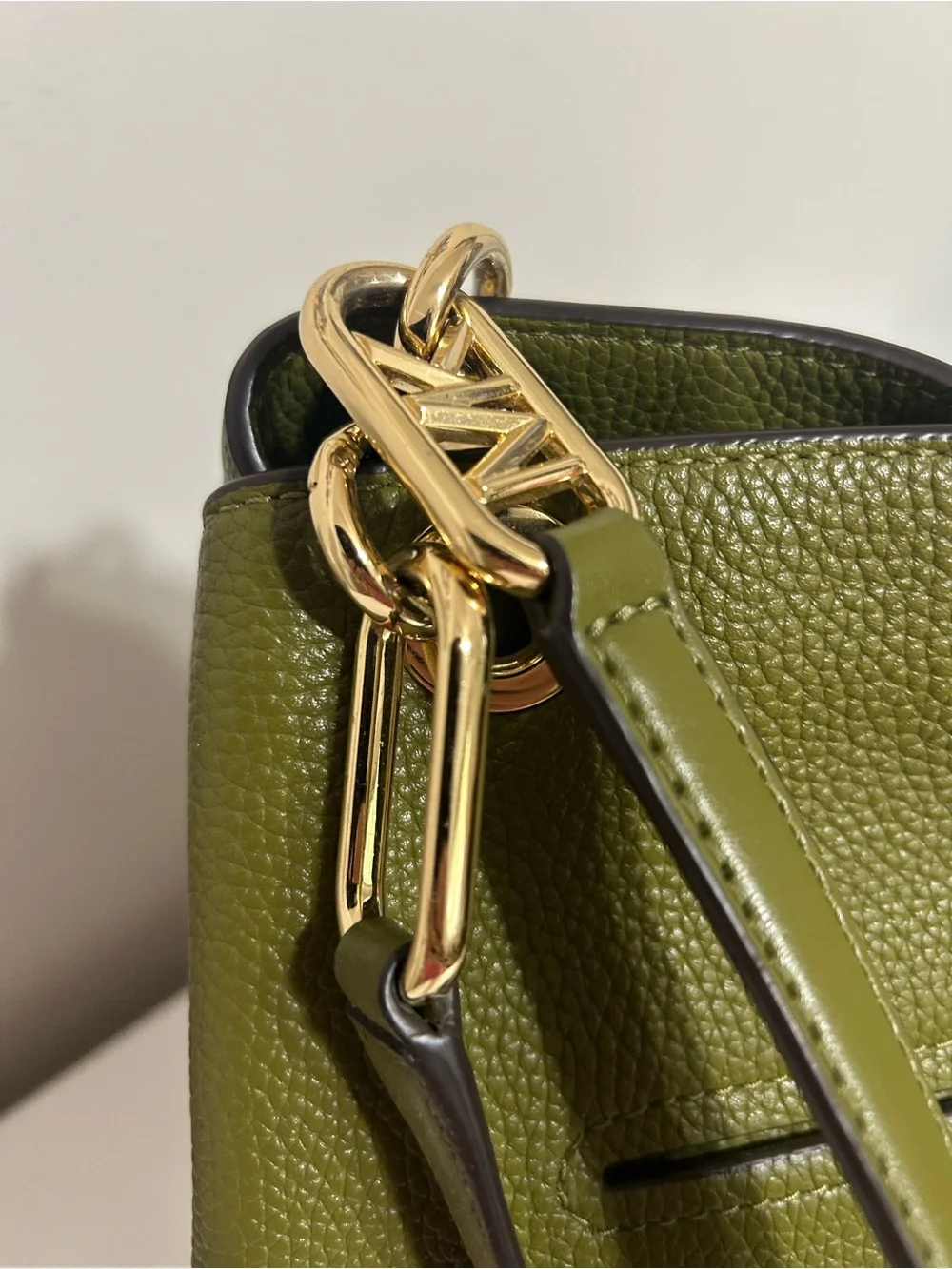 Michael Kors Olive Green Pebbled Leather Hobo Shoulder Bag